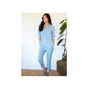 Outerknown S.E.A Suit Organic Cotton Linen Blend Striped Blue Coverall  Sz S NWT